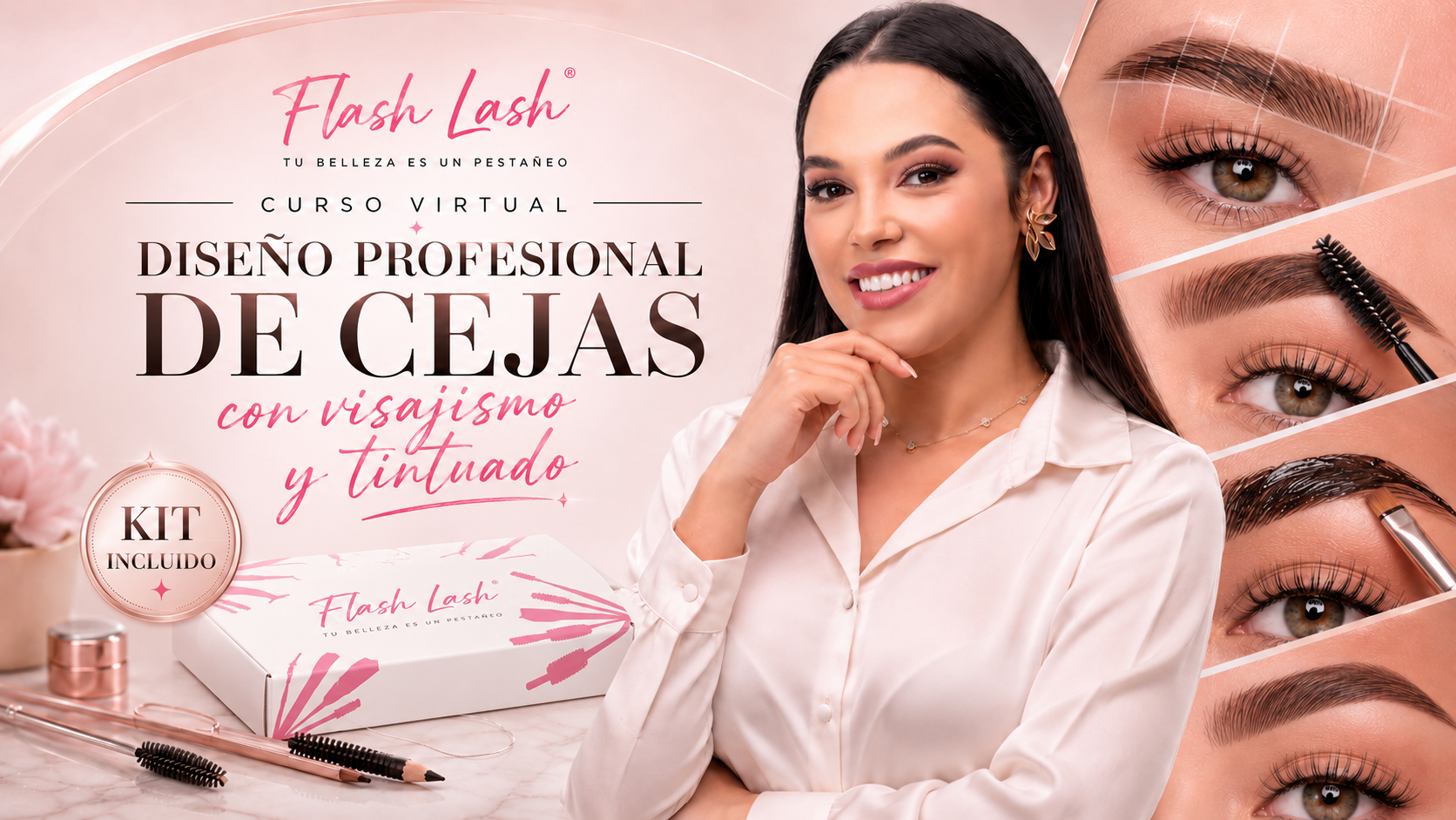 Diseño Profesional de Cejas con Técnica de Visajismo & Kit de diseño y Tinte